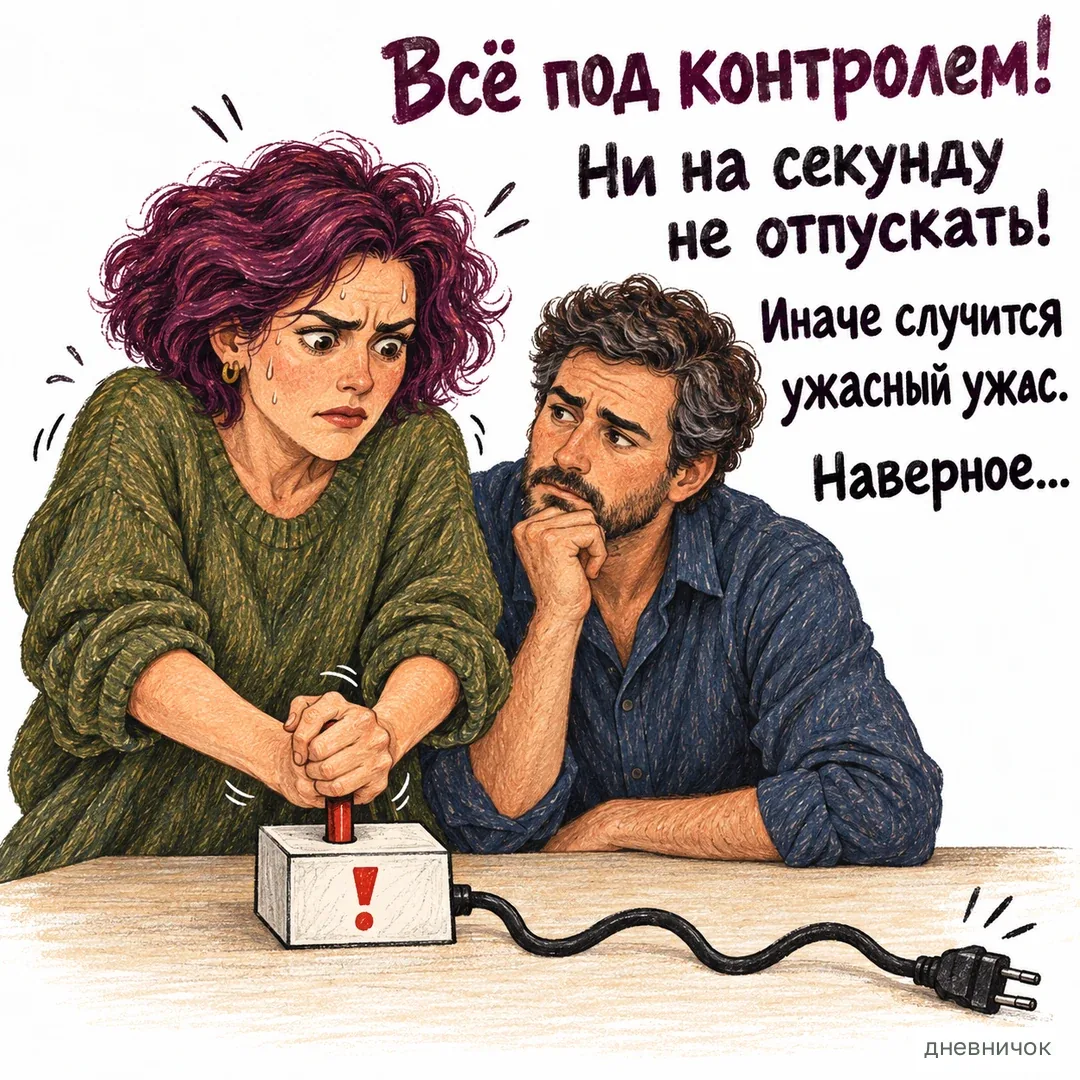 Повторный контроль не всегда добавляет новую информацию. На картинке: Всё под контролем! Ни на секунду не отпускать! Иначе случится ужасный ужас. Наверное…