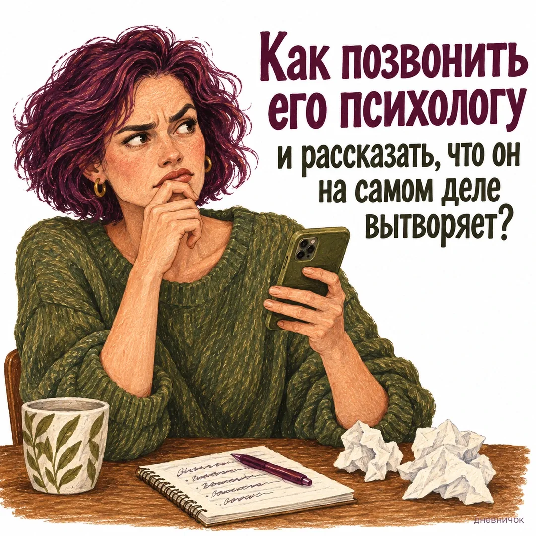 Женщина задумчиво держит телефон. Как позвонить его психологу и рассказать, что он на самом деле вытворяет?